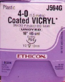 Ethicon Suture                  - J594g - Ethicon Vicryl (Polyglactin 910) Suture Precision Point Reverse Cutting Size 40 18' 1dz/Bx