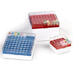 Globe Scientific - BioBOX - 3042R - Cryo Storage Box Biobox 94 X 132 X 132 Mm Red Polycarbonate 81 Tube Capacity