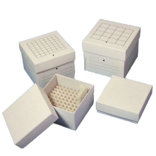 Globe Scientific - From: 3090 To: 3096  Freezing Box, Cardboard, 64 place (8x8 Format), Fits 1.0ml And 2.0ml Cryoclear Vials