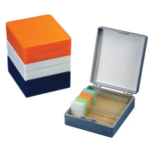 Globe Scientific - From: 513075A To: 513079B  Slide Box For 25 Slides, Cork Lined