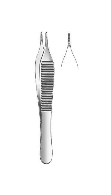 Fine Surgical - Gs-50-315 - Dressing Forceps Adson 4-3/4 Inch Length Mid Grade Stainless Steel Nonlocking Thumb Handle Straight Serrated Tips