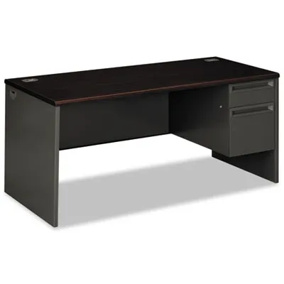 Honcompany - HON38291RNS - 38000 Series Right Pedestal Desk, 66W X 30D X 29.5H, Mahogany/Charcoal