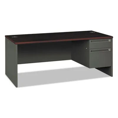 Honcompany - HON38293RNS - 38000 Series Right Pedestal Desk, 72W X 36D X 29.5H, Mahogany/Charcoal