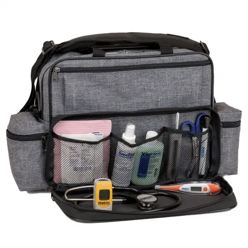 Hopkins Medical Products - 530651-HGR - Hopkins Antimicrobial Home Health Shoulder Bag With Large Compartments, Gray