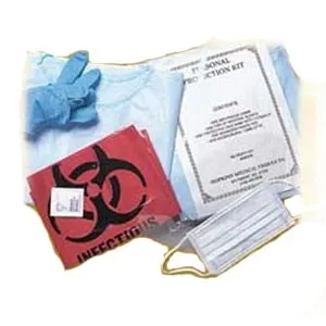 Hopkins Medical Products - 690607 - Disposable protection kit, 1-gown,1 pair gloves,1-face mask w/shield,1-antimicrobial towelette,1-bio bag, shoe covers, bouffant cap.