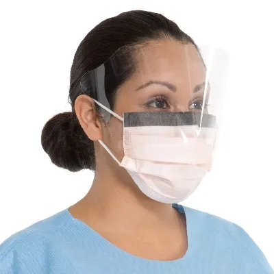 O&M Halyard - FluidShield - 47147 - Procedure Mask with Eye Shield FluidShield Anti-fog Foam Pleated Earloops One Size Fits Most Orange NonSterile ASTM Level 3 Adult