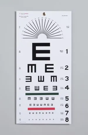 Dukal - 3051 - Illiterate Eye Test Chart, 20 ft, Non-Reflective Matte Finish, 22" x 11"