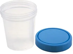 Amsino - AS340 - Specimen Container, Screw On Lid & Label, 4 oz, Sterile, Packaged Individually in Poly Pouch, 100/cs (48 cs/plt)