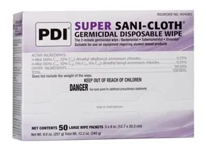 PDI - Professional Disposables - H04082 - Germicidal Disposable Wipe, Large, Individual, Boxed, 5" x 8", 50/bx, 10 bx/cs (80 cs/plt) (US Only)