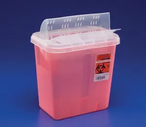 Cardinal Health - 85221R - Sharps Container, Always-Open Lid, 12 Qt, Transparent Red, 16&frac14;"H x 6"D x 13&frac34;"W, 10/cs (Continental US Only)