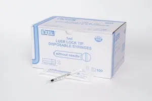 Exel - 26050 - Syringe Only, 1mL, Luer Lock, 100/bx, 10 bx/cs (60 cs/plt)