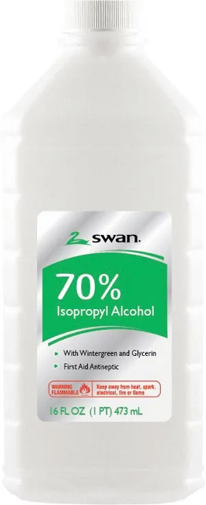 Cumberland Swan - 1000032409 - Wintergreen Isopropyl Rubbing Alcohol, 70% IPA, 16 oz, 12/cs (132 cs/plt) (84543) (US Only) (Item is considered HAZMAT and cannot ship via Air or to AK, GU, HI, PR, VI)
