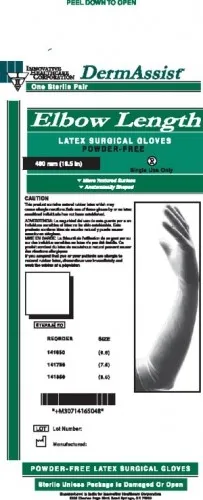 DermAssist - Innovative Healthcare - 141650 - Gloves, Surgical, Size 6&frac12;, Latex, Sterile, PF, Textured, Elbow Length (18&frac12;"), 25 pr/bx