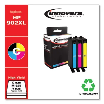 Innovera - From: IVR902XLCMY To: IVRT252XLBCLR  Remanufactured Cyan/Magenta/Yellow High Yield Ink, Replacement For 902Xl (T6M02An), 825 Page Yield