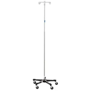 Blickman - 0517794000 - IV Stand, 2 Hook w/Thumb Operated Slide Lock w/5 Leg Base (DROP SHIP ONLY)
