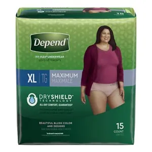 Kimberly Clark - 43586 - Underwear, Maximum Absorbency, X-Large, Women, Peach, 15/pk, 2 pk/cs (80 cs/plt)