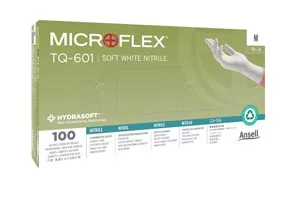 Ansell - TQ-601-XL - Exam Gloves, Soft PF Nitrile with Hydrasoft, Textured fingertips, White, X-Large, 100/bx, 10 bx/cs (US Only)