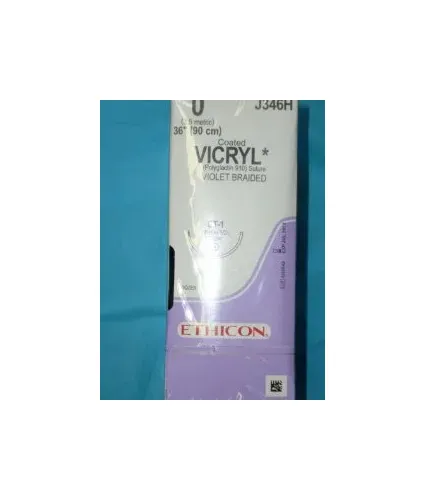 J & J Healthcare Systems - Coated Vicryl - J346H - Absorbable Suture With Needle Coated Vicryl Polyglactin 910 Ct-1 1/2 Circle Taper Point Needle Size 0 Braided