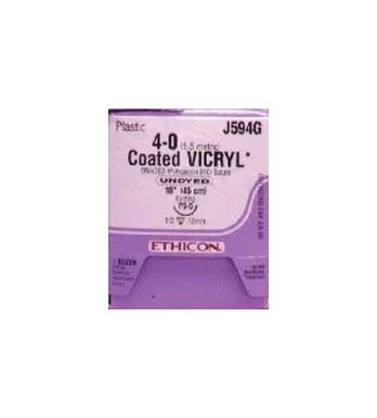Ethicon Suture - J708t - Ethicon Vicryl (Polyglactin 910) Suture Reverse Cutting Size 1 318" Violet Braided Needle Os4 2dz/Bx