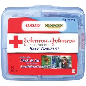 J&J - 008274 - Johnson & Johnson Safe Travels First Aid Kit, 70 Pieces
