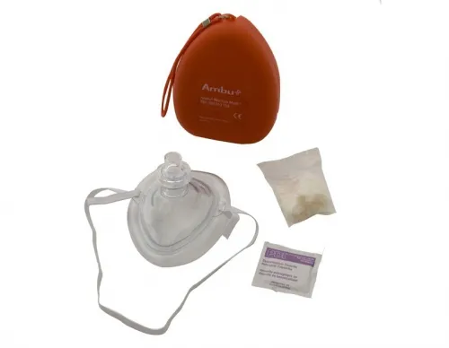 Kemp - From: 10-501 To: 10-505  USAKEMP CPR Mask with O2 inlet & head strap in case