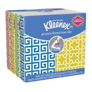 Kimberly Clark - 11974 - Kleenex Tissue, Pocket Pack, 3-Ply, White, 10 Tissues/Pk, 8/Pkg, 24 Pkg/Cs (To Be Discontinued)
