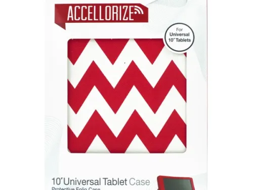Kole Imports - EL542 - Red Chevron Universal Tablet Case With Pocket