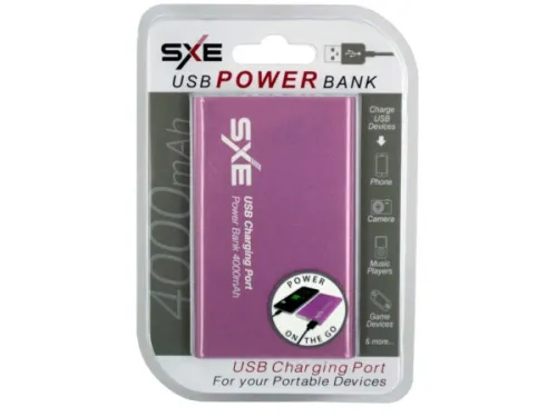 Kole Imports - EL650 - Pink 4000 Mah Usb Power Bank