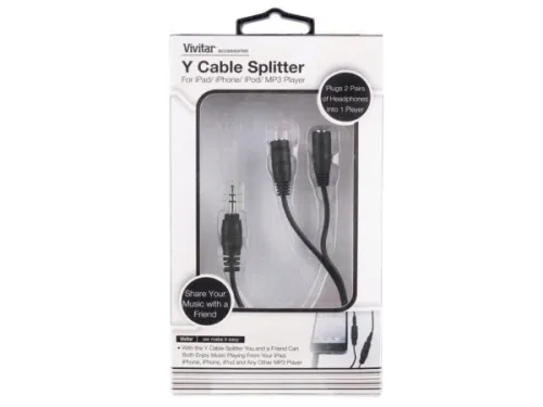 Kole Imports - EL731 - Vivitar Black Y Cable Splitter