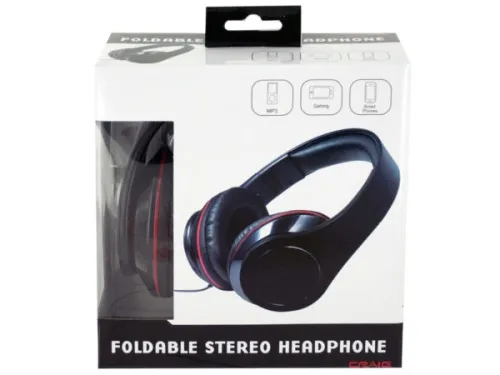 Kole Imports - EL927 - Black Foldable Stereo Headphones