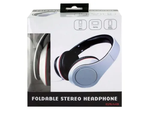 Kole Imports - EL928 - White Foldable Stereo Headphones
