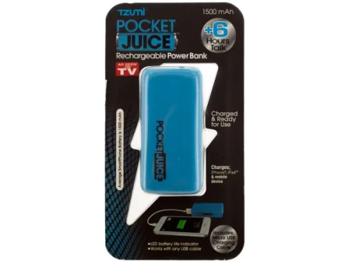 Kole Imports - From: OF900 To: OF903 - Blue Pocket Juice Rechargeable Power Bank