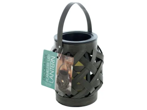 Kole Imports - OS888 - Decorative Basket Weave Lantern With Led Candle