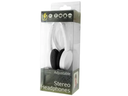Kole Imports - OT084 - White Adjustable Stereo Headphones