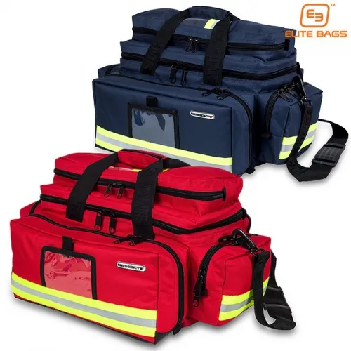 Leonhard Lang - From: EM13.003 To: EM13012 - Elite Bags Emergency's Great Capacity Duffle Bag, Detachable Padded Shoulder Straps, Large Red Bag, Size  21.7" x 12.4" x 13"