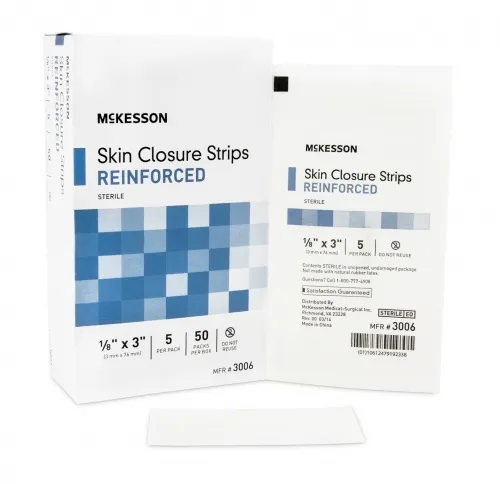McKesson - 3008 - Skin Closure Strip 1/4 X 1 1/2 Inch Nonwoven Material Reinforced Strip White