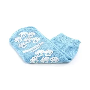 McKesson - 40-3849-001 - Terries Slipper Socks Terries Youth Light Blue Above the Ankle