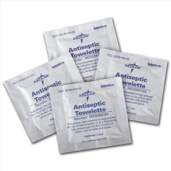 Medline Industries - From: MDS094184 To: MDS094188  Textured Antiseptic and Cleansing Towelette, 5" x 7"