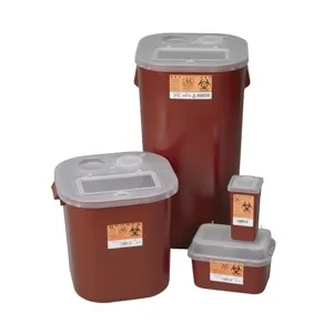 Medegen Medical - 8707T - Sharps Container 2 Gallon Translucent Red Tortuous Path Lid 10"W x 7"D x 111 4"H10 cs