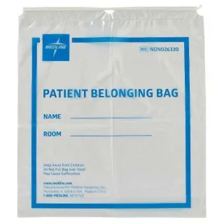 Medline - NON026330 - Patient Belongings Bag Medline 18 X 20 Inch Plastic Drawstring Closure Clear