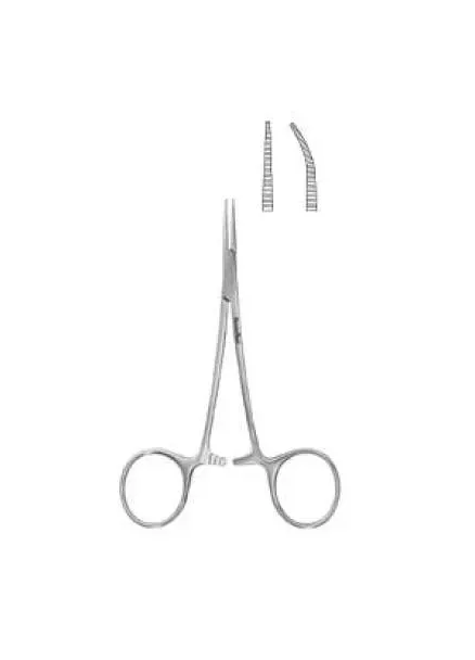 Integra Lifesciences - MeisterHand - MH17-2602 - Mosquito Forceps Meisterhand Jacobson 5 Inch Length Surgical Grade German Stainless Steel Nonsterile Ratchet Lock Finger Ring Handle Curved Extremely Delicate, Serrated Tips