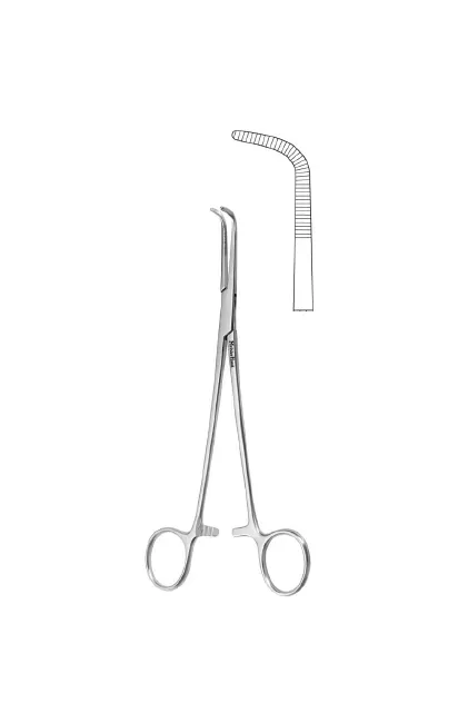 Integra Lifesciences - Meisterhand - Mh25-836 - Thoracic Forceps Meisterhand Kantrowitz 7-1/2 Inch Length Surgical Grade German Stainless Steel Nonsterile Ratchet Lock Finger Ring Handle Angled 90° Delicate, Serrated Tips