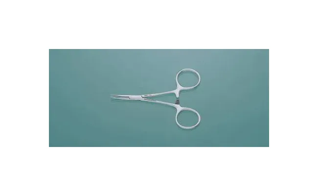Integra Lifesciences - Meisterhand - Mh7-26 - Hemostatic Forceps Meisterhand Hartmann-Mosquito 3-1/2 Inch Length Surgical Grade German Stainless Steel Nonsterile Ratchet Lock Finger Ring Handle Curved Serrated Tips