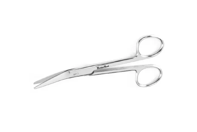 Integra Lifesciences - MeisterHand - MH9-98 - Suture Scissors Meisterhand New 5-1/2 Inch Length Surgical Grade Stainless Steel Nonsterile Finger Ring Handle Angled Blunt Tip / Blunt Tip