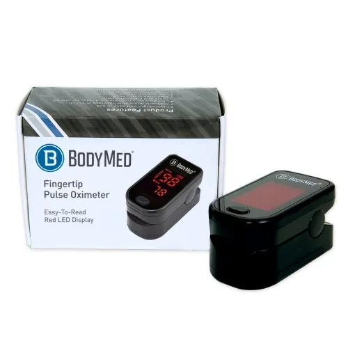 Shenzhen Fitfaith Tech - OXMTRBLK - Bodymed Fingertip Pulse Oximeter, Black, Red Led Display, 2 Aaa Batteries Included