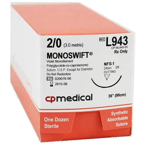 Myco Medical - N663-30L-MV - Suture, 3-0, Redilon, Monofilament, YFS-1, (Vet Use Only)
