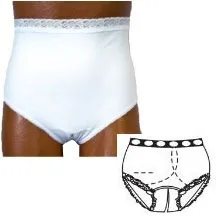 Team Options - Options - 81204LL - OPTIONS Split Cotton Crotch with Built In Barrier/Support, White, Left Side Stoma, Large 8 9, Hips 41" 45"