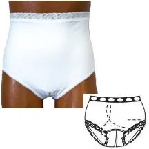 Team Options - Options - 81204LR - OPTIONS Split Cotton Crotch with Built In Barrier/Support, White, Right Side Stoma, Large 8 9, Hips 41" 45"