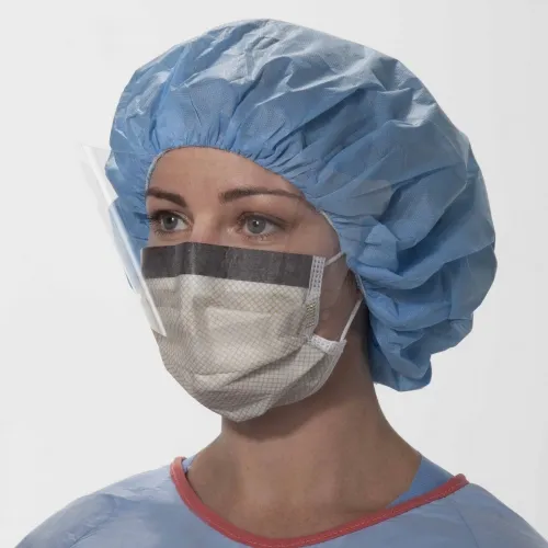 O&M Halyard - FluidShield - 62116 - Procedure Mask with Eye Shield FluidShield Anti-fog Foam Pleated Earloops One Size Fits Most Blue NonSterile ASTM Level 2 Adult