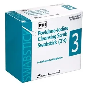 PDI - Professional Disposables - S48050 - PVP Iodine Scrub Swabstick 1s